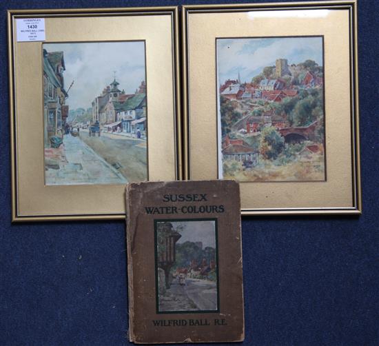 Wilfrid Ball (1853-1917) Lewes Castle and The Town Clock, Steyning, 8 x 5.75in. sold with a copy of the book.